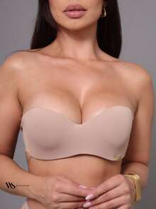 Strapless Bra With Reinforced Cups, Triple Closure, Smooth, Invisible, Seamless - 米色 - 查看 1