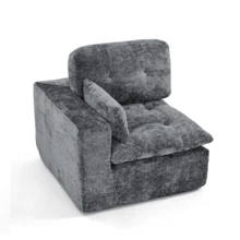 Goeurvant Modern Affordable Modular Sofa Sectional Sofa Freely Combinable DIY 2 To 4 Seater Chenille Sofa Comfortable For Living Room Small Spaces,Dark Grey - 深灰色 - 查看 8