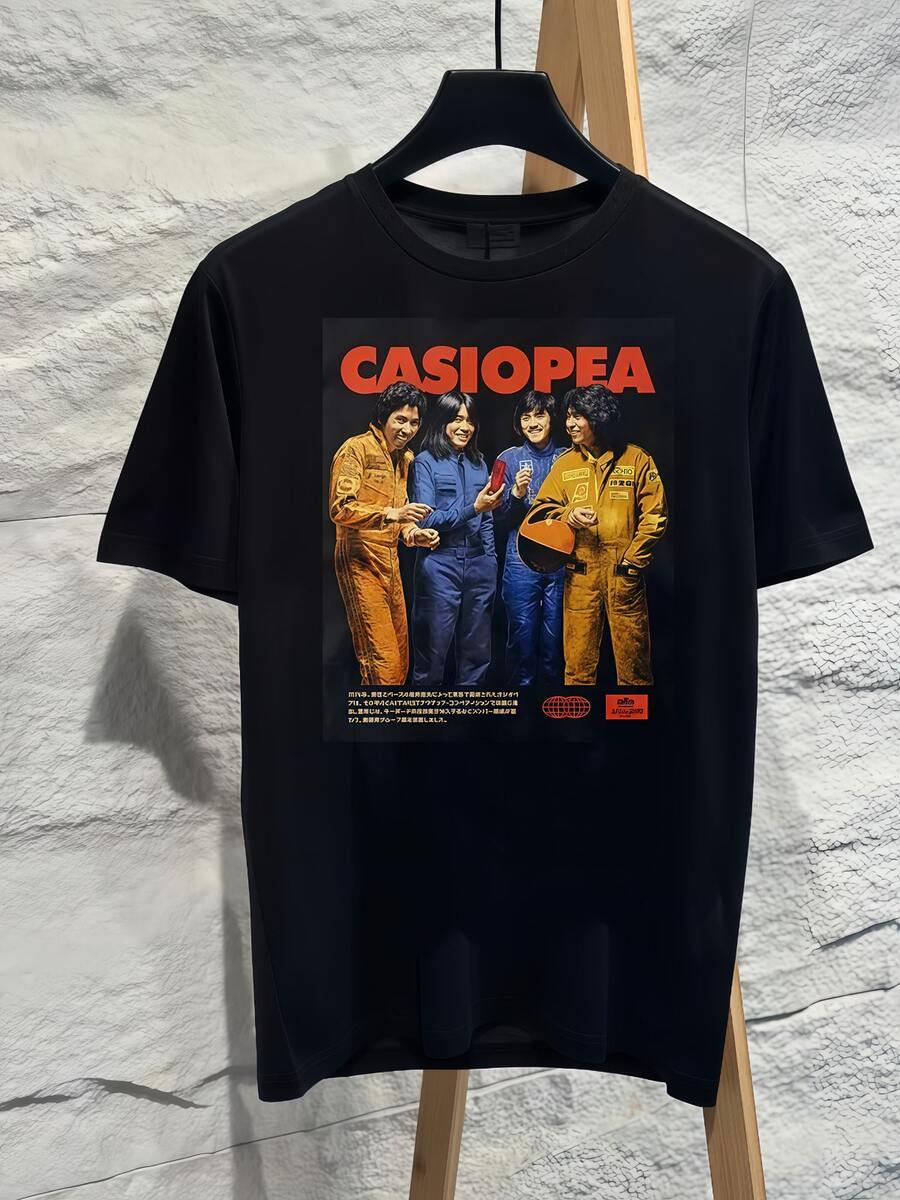 Casiopea Vintage Japanese Jazz Band Poster Graphic T‑Shirt Oversized Retro Funk Pure Cotton Unisex Band Fan Merch Short Sleeve Tee 2026 - 黑色 - 查看 1