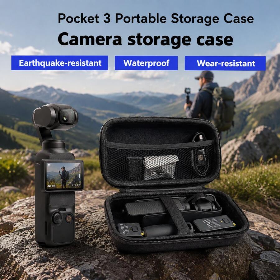 Pocket 3/4 Portable Storage Protective Case, Osmo Pocket 3 Compatible Portable Storage Box, Hard Shell Travel Storage Protective Case With Wrist Strap Compact Design - View 1