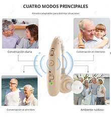Audifonos Amplificadores Auxiliar P/ Sordera Recargable 2pza Beige - Ver 2