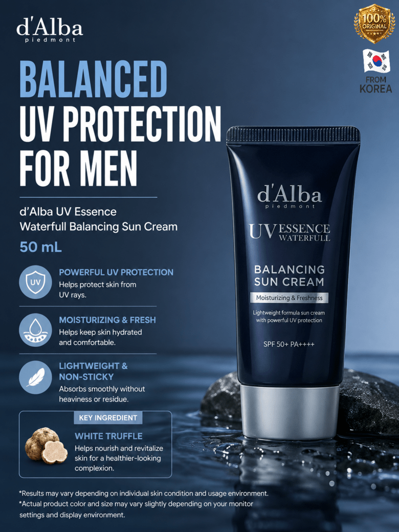 d'Alba メンズバランシングフェイスクリーム メンズスキンケア モイスチャークリーム ウォーターエッセンスクリーム デイリースキンケア グロウスキンケア 50ml
