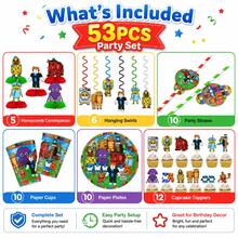 Roblox Set Dekorasi Ulang Tahun Bertema Game 53pcs, Paket Pesta Portabel Lengkap, Termasuk Hiasan Meja Tengah, Dekorasi Gantung Spiral Langit-langit, Peralatan Makan & Sedotan Sekali Pakai, Hiasan Kue, Pola Karakter Blok Piksel Lucu, Desain Warna Campuran, Dekorasi Latar Belakang Dalam Ruangan - A - View 7