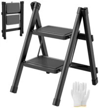 Portable 2 Step Ladder Lightweight Folding Step Stool Anti Slip Pedal Heavy Duty - Black - View 5