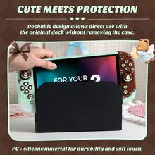 IINE Cute Protective Case For Switch 2 (2025), Silicone Joypad Cover, Hard PC Shell Cover, With Joystick Caps, Mint Choco Bear, Lightweight Full Protection With Precise Cutouts - View 3