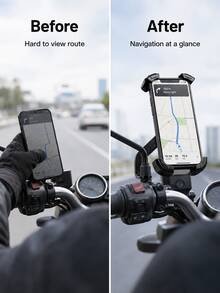 Motorcycle Phone Holder, 4-Claw Auto-Lock Anti-Shake 360° Rotation, Bicycle Phone Clip, Electric Scooter Clip, Supports GPS Navigation Delivery Riding, Practical Motorcycle Accessory, Can Be Installed On Handlebar And Rearview Mirror - A - View 8