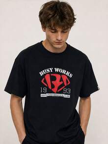 Retro Sneaker Star Logo Back‑Printed Unisex T‑Shirt, Sneaker Print Tees For Hip‑Hop Vintage Style Street Matching - 黑色 - 查看 3