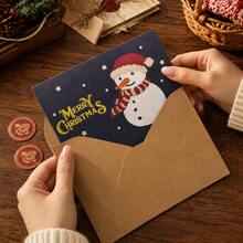 5PCS Christmas Greeting Card Set With Kraft Envelope And Sealing Sticker, 6 Cute Xmas Designs, Perfect For Holiday Wishes, Gift Giving, Family Friends Blessing, Ideal For Christmas Party, Daily Message Writing And Festival Present Decoration - Multiple Styles - View 2