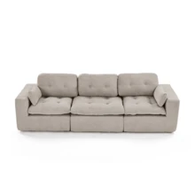 Goeurvant Modern Affordable Corner Sofa Modular Sofa Freely Combinable DIY 2 To 4 Seater Chenille Sofa Comfortable For Living Room Small Spaces,Light Grey - 淺灰色 - 查看 9