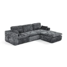 Goeurvant Modern Affordable Modular Sofa Sectional Sofa Freely Combinable DIY 2 To 4 Seater Chenille Sofa Comfortable For Living Room Small Spaces,Dark Grey - 深灰色 - 查看 10