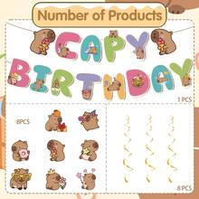 1 Set Capybara Birthday Party Decorations - Pink Capybara Birthday Party Banner Hanging Decor, Cute Animal Theme Decoration Supplies, Suitable For Capybara Lovers - Multicolor - View 3