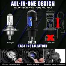 Heyword 2PCS/1PC Lampu Depan Mobil LED Mini Dual-Light Terfokus Kecerahan Tinggi untuk Sepeda Motor H4 Model Universal - Putih Dingin 6000K - View 4