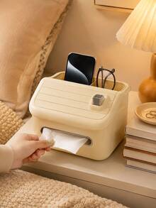Multifunctional Plastic Tissue Box With Divided Storage Compartments, House‑Shaped Napkin Holder For Phone Remote Pen Eyeglasses, Desktop Organizer For Home Office Table - Multiple Styles - View 11