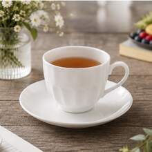 Porcelain Tea Cups And Saucers Set Of 6 White 180ml Tea Set With Gift Box - White - View 8