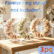 3pcs Metal Floral Hoop Stands, 30cm Round Wreath Centerpiece Frame With Base, Gold/Black/White 3-Color Circular Flower Holder, DIY Floral Display Rack, Suitable For Wedding Table Decor, Bridal Shower, Birthday Party, Banquet And Home Dining Table Decoration (Artificial Flowers Not Included) - 3pcs - View 4