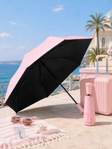 Ultra-Lightweight Compact All-Weather Umbrella UV Protection & Rainproof 2-In-1, Mini 5-Fold,Retractable Handle Design,Foldable With Storage Bag, Suitable For School, Office, Outdoor, Garden, Travel Essential - A - View 7