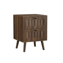 Moderner Nachttisch Im Mittelalterlichen Stil Mit Zwei Schubladen, Beine Aus Massivholz, Schlafzimmer-Nachttisch/Beistelltisch, 43,5 X 40 X 57,5 ​​Cm, Walnussfarbe,1 Stück - Brown - View 11