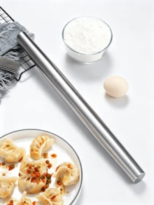 42 Cm Stainless Steel Rolling Pin With A Matt Finish, Ideal For Rolling Out Pizza Dough And Cake Batter; An Essential Kitchen Tool And A Creative Gift Idea - Silver - View 8