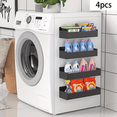 Juego de 4 estantes magnéticos de almacenamiento de metal portátiles para refrigerador, cajas de almacenamiento multifuncionales para cocina/baño, diseño minimalista que ahorra espacio. Estante magnético para especias, estante de almacenamiento multifuncional montado en la pared/estante de refrigerador/estante de almacenamiento, estante de almacenamiento práctico