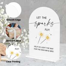 Let The Spark Fly: Shining Wedding Decoration Sign For Weddings, Engagement, And Bride Parties - Desktop/Stand Acrylic Sign 5x7 Inches - View 3