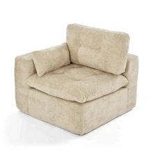 Goeurvant Modern Affordable Modular Sofa Sectional Sofa Freely Combinable DIY 2 To 4 Seater Chenille Fabric Comfortable For Living Room Apartment,Beige - 米色 - 查看 8