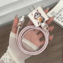 4pcs/Set Casing Pelindung Charger & Kabel TPU Baru dengan Motif Anjing & Pita Biru, Pelindung Kabel Pengisian Daya 18/20W Tahan Lama, Pengatur Kabel Anti-Patah, Cocok untuk Aksesoris Charger 16/15/13/14, Hadiah Lucu untuk Teman - Beraneka warna - View 18