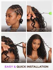 MEGALOOK Water Wave Crochet 100% Human Hair Knotless Pre-Looped Machine Woven Feather Crochet Human Hair Bundles Invisible Hair Extensions Natural Black Beginner Friendly - SNatural - View 7