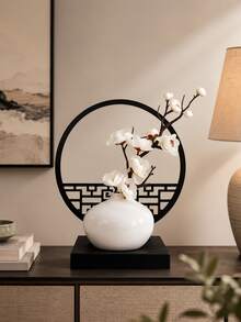仿真盆栽花卉，模拟盆景装饰，中国新年梅花盆景，中式桌面屏风装饰，适用于餐桌、家居、办公桌装饰，中国新年礼物 - 彩色 - 查看 6