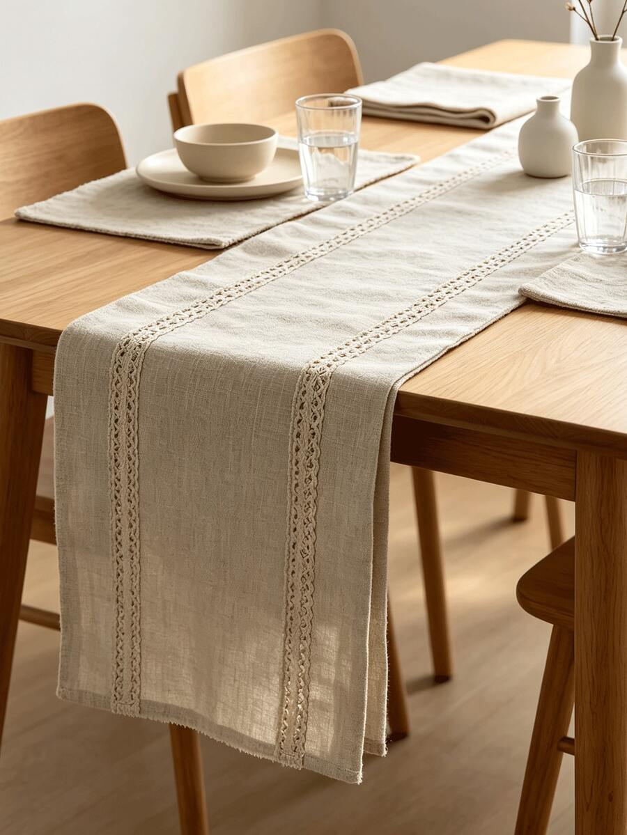 Beige Faux Linen Sewing Fabric, 50*150cm Long Strip Cloth, Suitable For Embroidery, Patchwork, Pillow, Placemat, Table Runner DIY, Wall Hanging Home Decor, Handmade DIY Fabric Decoration Material - Imitation Linen 50*150 - View 1