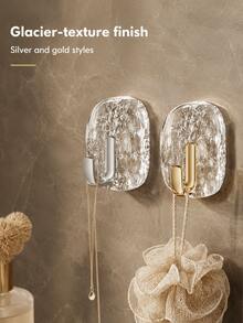 Self-Adhesive Bathroom Hooks No Drilling Required Modern Wall-Mounted Storage Rack, Glacier Pattern, Drill-Free Installation, Suitable For Kitchen And Bathroom. Bathroom Hooks, Kitchen Storage, Easy To Install. Can Be Used For Halloween Decoration - Multicolor - View 9