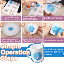 10 Sheets A4 Waterslide Decal Paper INKJET CLEAR 8.3*11.7 Inch Premium Water Slide Transfer Paper Transparent & Inkjet Printable, Suitable For Mugs, Tumblers, Glasses DIY - INKJET - View 4