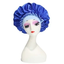 CONFLASS Women's Ruffle Contrast Color Satin Hair Bonnet, Soft Headband Sleep Cap, Silky Large Night Cap, Suitable For Curly And Natural Hair Sleep Hair Care Wrap - Multicolor - View 12
