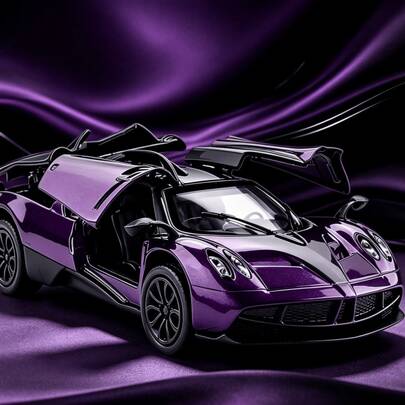 1pcPurple Huayra Diecast Model Car Alloy Sports Car Toy Open Doors Collectible Gift.Anime Gifts For Friends' Birthdays, Anime Character Statues, Desktop Decorations, Computer Decorations, Collectible Statues, Collectible