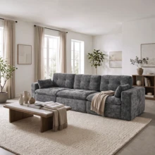 Goeurvant Modern Affordable Modular Sofa Sectional Sofa Freely Combinable DIY 2 To 4 Seater Chenille Sofa Comfortable For Living Room Small Spaces,Dark Grey - 深灰色 - 查看 3