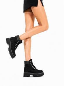 Timberland Women's Outdoor Hiking Climbing Leather Thick Sole Martin Boots - Black - View 3