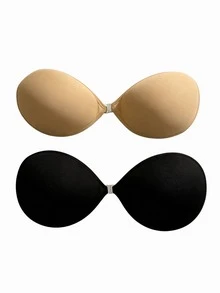 1/2 Pairs Front Buckle Self Adhesive Push Up Bra, Strapless Invisible Pasties For Small Bust, Matching Camisole Dresses, Bikinis - Multicolor - View 26