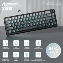 FREEWOLF ATTACK SHARK X66 Gasket Mount Wireless Mechanical Keyboard, Volume Knob, 60% Bluetooth/2.4GHz/Wired Gaming Keyboard, RGB Backlit, OEM Tri-Color PBT Keycaps, 66 Keys Hot-Swappable, Compatible With PC - View 10
