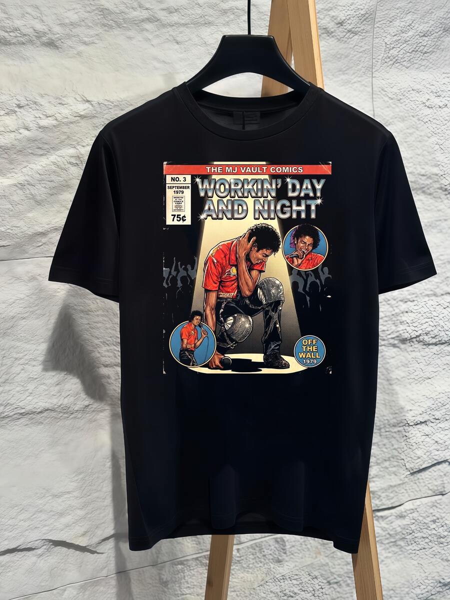 MJs Retro Comic Book Vintage Poster Graphic T‑Shirt Oversized Hip Hop Retro Pure Cotton Plus Size Women Tee Fan Merch Short Sleeve 2026 - 黑色 - 查看 1