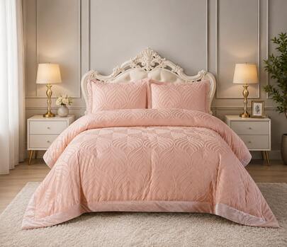 Luxury 3 Piece Quilted Embossed Velvet Bedspread Set Soft Bed Cover With 2 Pillow Shams Elegant Leaf Pattern Bedding Set Single Double King Size Bedroom Decor