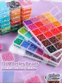 48/72/96/120色珍珠珠子套組 2.6mm迷你Perler珠手工套件，附多種工具，適合初學者與成人，壓力釋放藝術手工項目、手工藝裝飾、室內裝飾，Perler珠材質 - 拼豆套裝 - 查看 9
