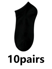1/2/3/5/10/15/20/30/40 Pares de Meias Esportivas Masculinas Pretas e Brancas, Meias de Barco, Absorventes de Suor, Respiráveis, Tênis, Badminton, Estilo Esportivo Profissional de Corrida, Meias Curtas de Basquete Masculinas Moda Minimalista, Confortáveis, Respiráveis de Tornozelo, Cor Sólida Clássica, Minimalista, Moda, Meias Multifuncionais - Multicolorido - Visão 15