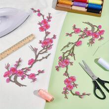 1pc Plum Blossom Embroidered Patch, Clothing Adhesive Patch, Garment Decoration Accessory, Pink Plum Blossom Fabric Patch, Exquisite Embroidered Decorative Patch, Suitable For Clothes, Bags, Handbags, Performance Costumes, Home Decor, With Heat-Activated Adhesive Backing, Iron-On Patch - One Size - View 10