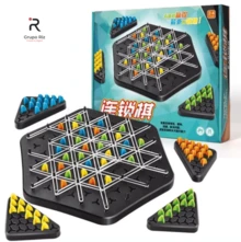 Jogo de Xadrez de Elástico Triângulo Jogo de Estratégia Brinquedo Geometria Cadeia Xadrez Puzzle Triângulo - Preto - Visão 1