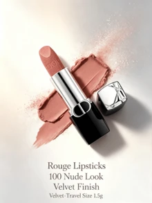 [Trave Size-1.5g]Authentic Dior Rouge Dior Velvet Lipstick #100 Nude Look | Soft Matte Finish, 1.5g Travel Size | Cross-Border Ready For Global Shoppers - #100-1.5g - View 1
