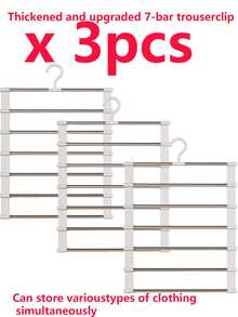 Multi-Layer Pants Rack - Space-Saving Foldable Design, Helps Efficiently Organize Your Wardrobe; Suitable For Jeans, Leggings And Casual Pants Plastic Multi-Layer Pants Rack; Features Non-Marking Anti-Slip Storage Function, Easy To Assemble; Ideal Choice For Holiday Preparation And Seasonal Wardrobe Organization; - Multicolor - View 12