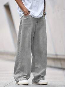 Teenager Fashion American Retro Washed Loose Fit Jeans - Light Grey - View 1