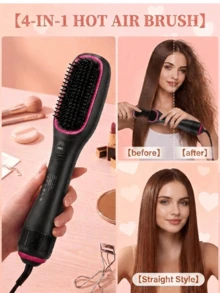 LEVIATECH 4-In-1 Hot Air Styling Brush, One-Step Heating Comb, Professional Straight & Curly Hair Styling Blowout Brush - Hot Pink - View 8