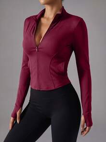 vetega Women Sports Jackets - 酒紅色 - 查看 3