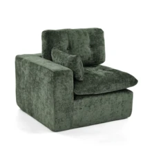 Goeurvant Affordable Chenille Sofa Comfortable Cloud Modular Sofa Freely Combinable DIY 2 To 4 Seater Sectional Sofa For Living Room,Green - 綠色 - 查看 8