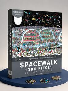 1000 PIECES Space Walk Puzzle Game, Concentration Training, Hand-Eye Coordination Exercise, Smooth Edges, Durable Cardboard, Seamless Fit, No Burrs, Challenging Difficulty, Find And Enjoy Fun, Vibrant Colors, Fade-Resistant, Back To School Gift, Halloween Gift, Christmas Gift - Multicolor - View 2
